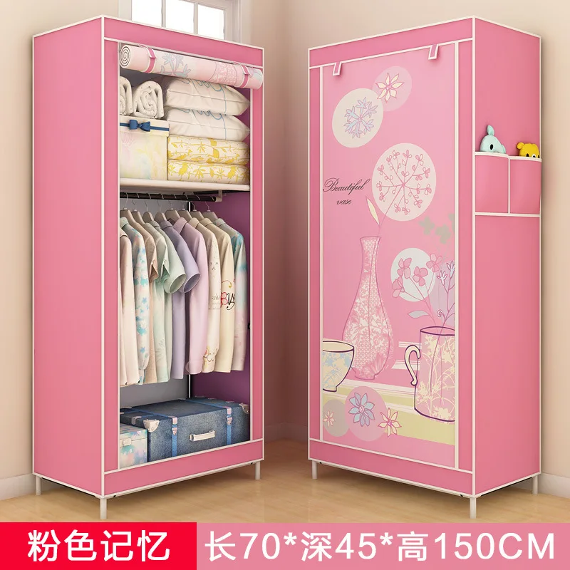 3D Cartoon Pattern Folding Cloth Wardrobe Home Bedroom Clothes Storage Cabinet DIY Assembly Fabric Wardrobe Closet Furniture