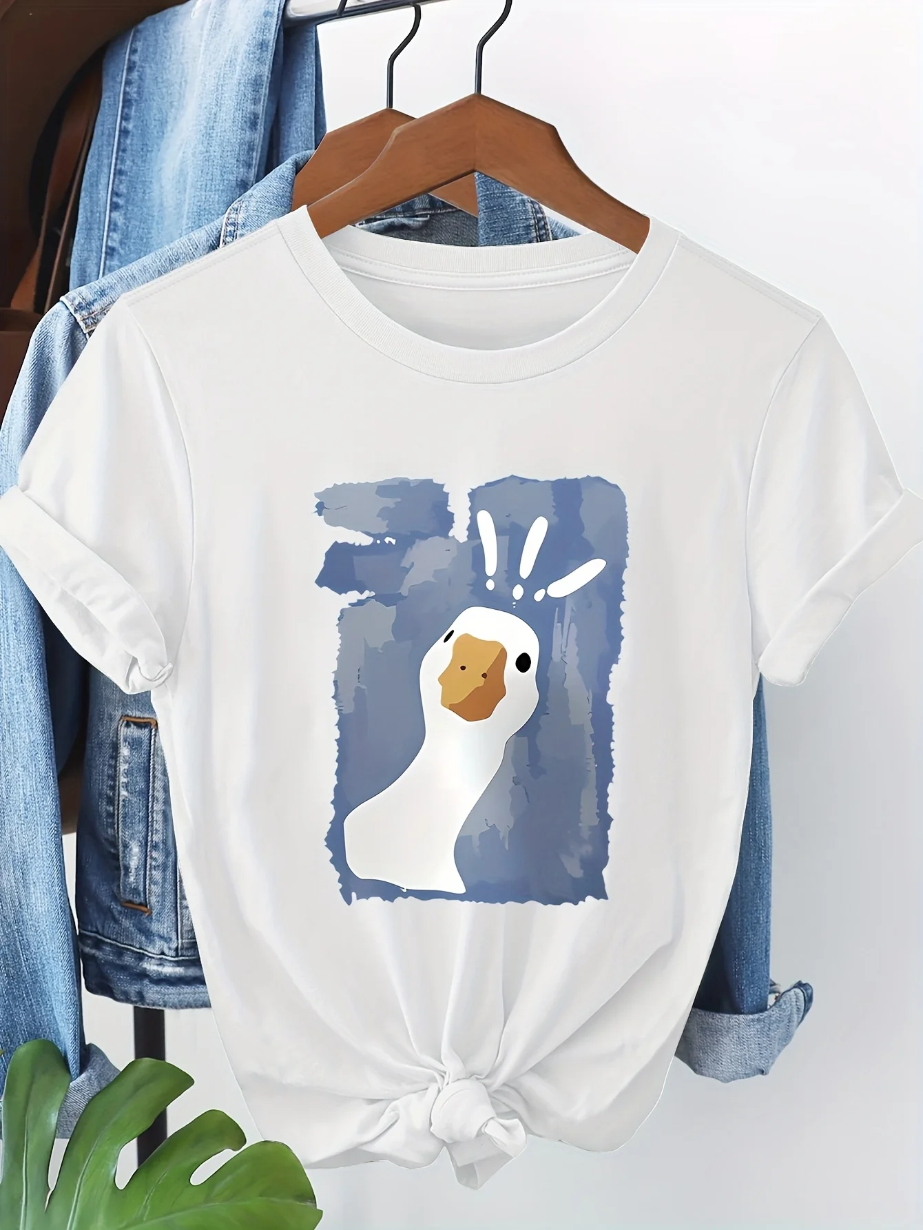 

Women's Breathable Sport Cartoon Duck Print T-Shirt Leisure Fashion Short Sleeve Cotton T-shirt Summer Brand Streetwear Top