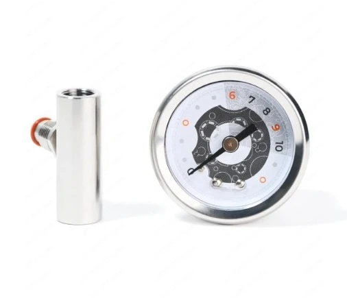 G1/8 Tee Mechanical Pressure Gauge Set with T-Connector for Hydraulic & Pneumatic Systems