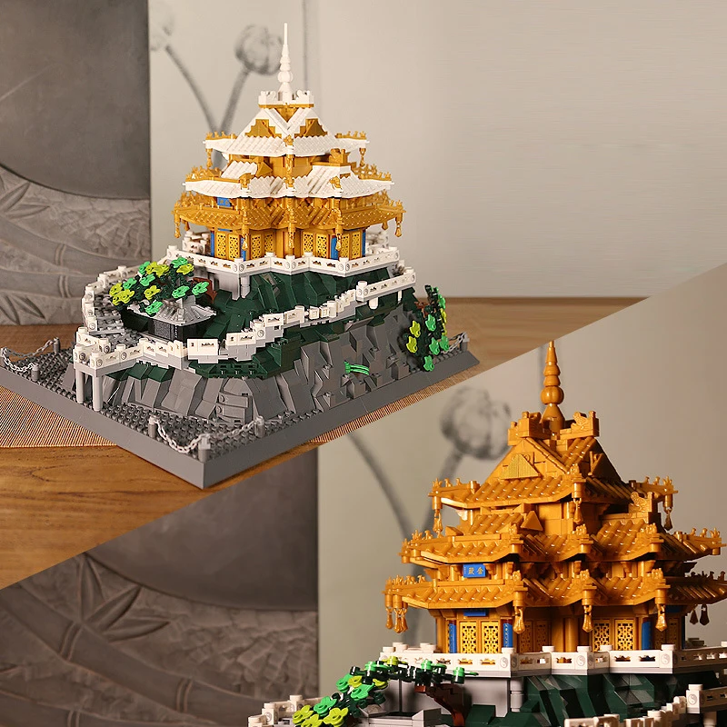 Creative Architecture Building Block China Laojun Mountain Construction Model Brick 2 Modes Laojunshan Golden Hall Toy For GIFTS