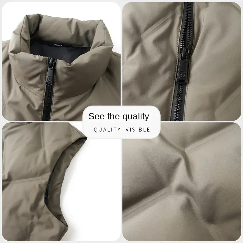 Men's Thin Sleeveless Down Jacket 2024 Winter Solid Color Vest Duck Cown Thickened Jacket Warm Vest Coat Clothing