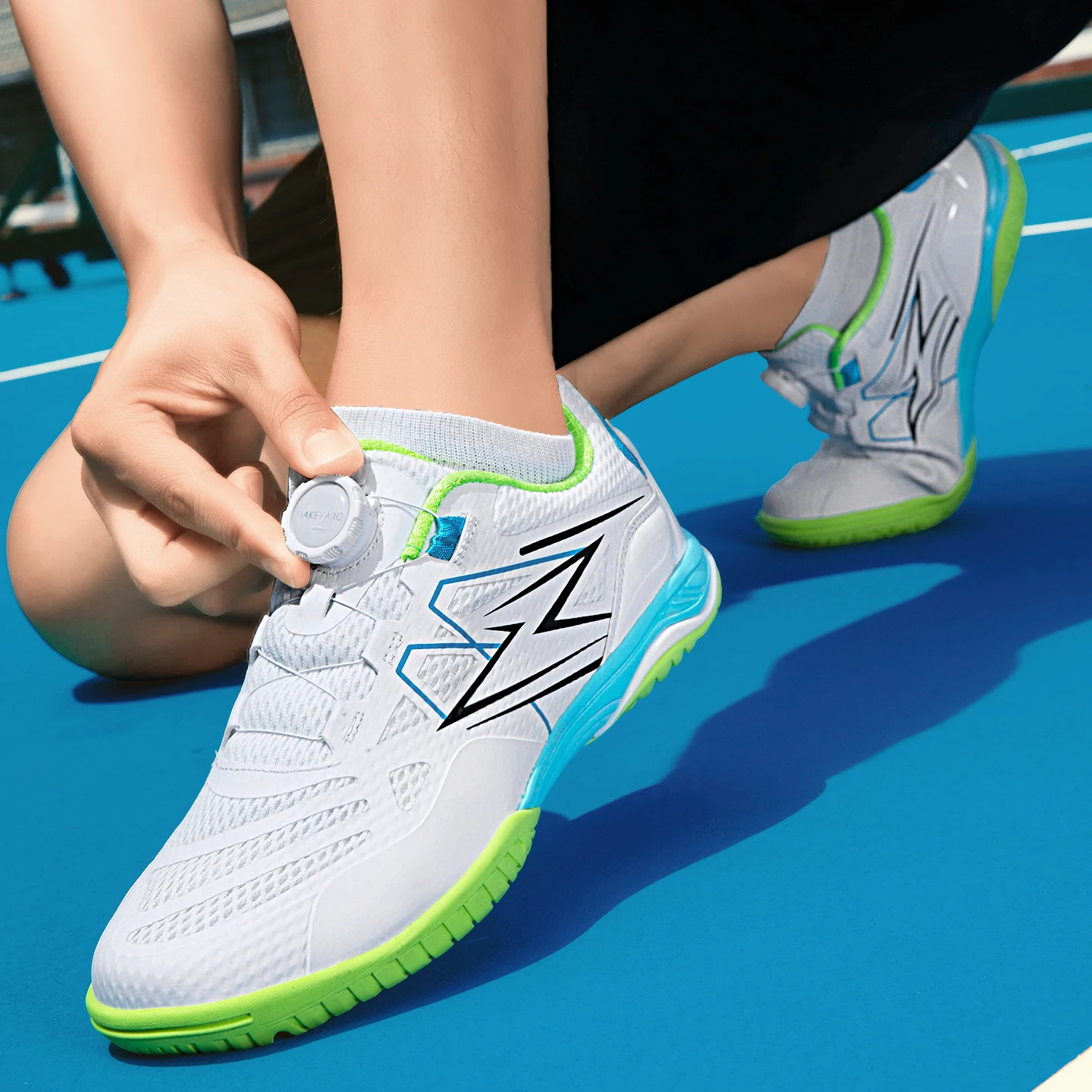 Herren Badmintonschuhe BOA Drehverschluss Atmungsaktives Mesh Rutschfeste Sohle Leicht Indoor Tennis Tischtennis Sportschuhe – Detail 2