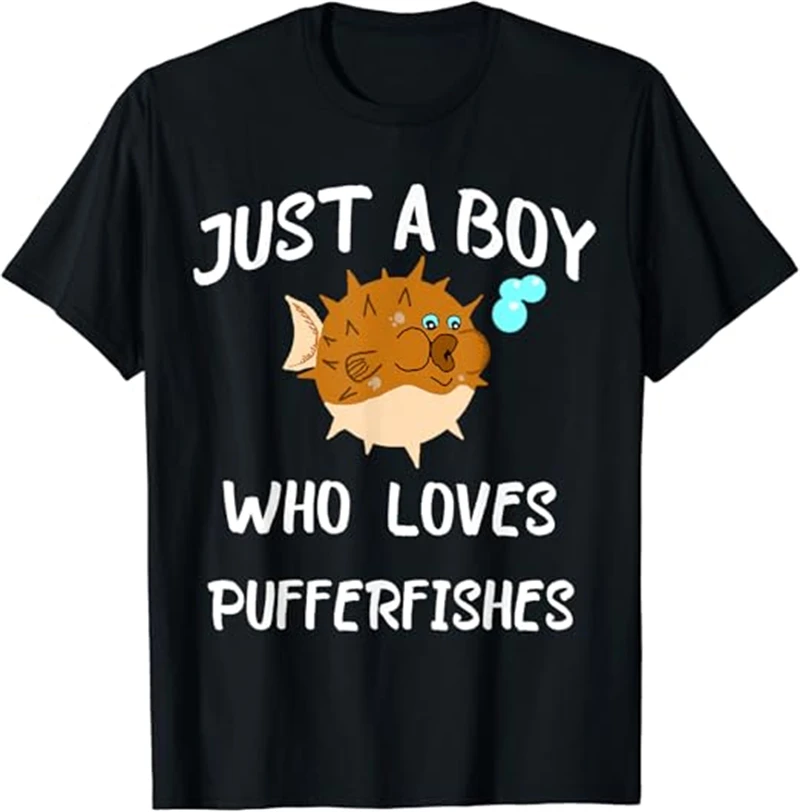 

Summer New Men's T-Shirt Clothing Puffer Fish 3D Digital Printed T-Shirt For Men Short Sleeve Tee Kids Men Clothing Black Tops