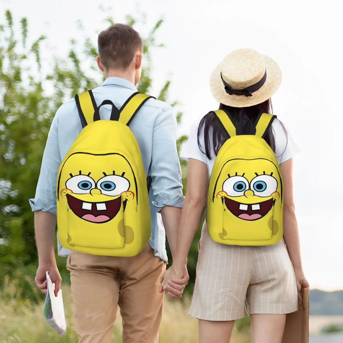 For Gifts Yellow Retro Washable Book Pack SpongeBob Super Quality Girl Boy Rucksack Travel