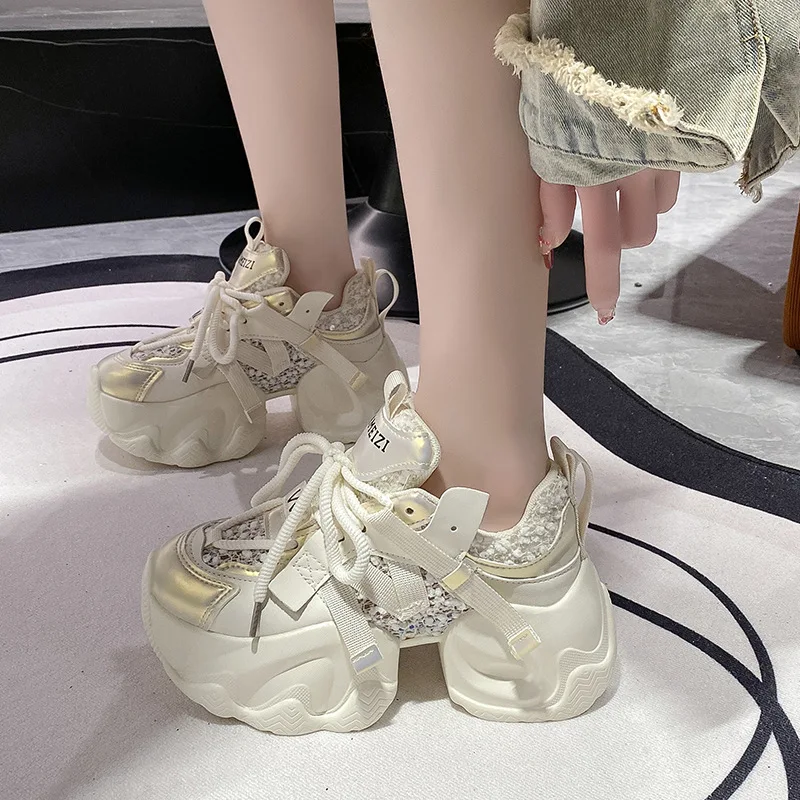 Zapatillas Deportivas de Suela Gruesa para Mujer, Zapatillas Casuales de Moda Versátiles que Aumentan la Estatura, Zapatillas de Lujo Transpirables para Mujer