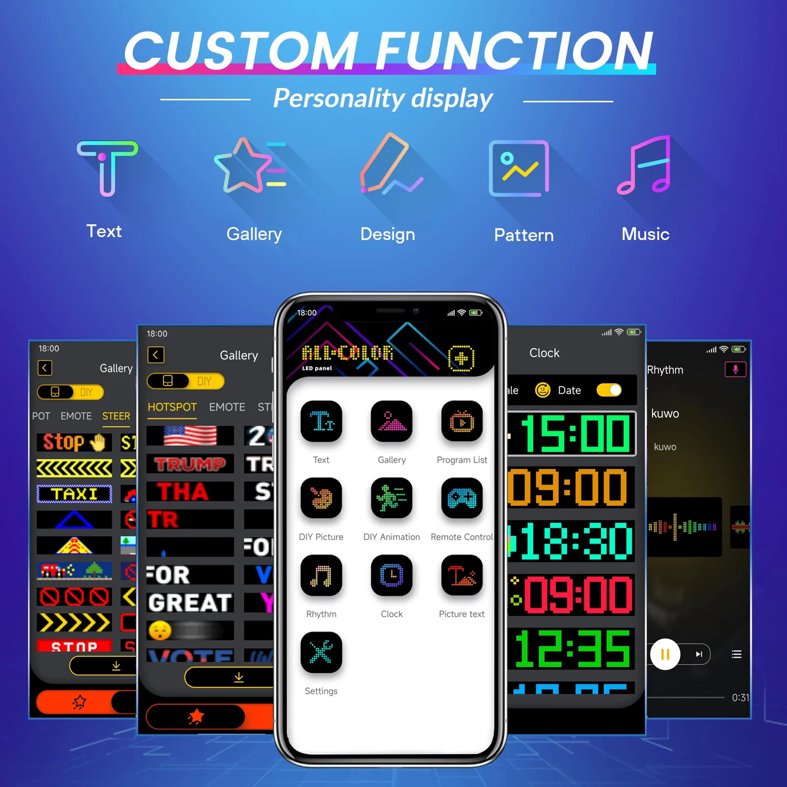 Flexible LED Matrix Panel Bluetooth APP Control, Programmable DIY Pixel Screen for Car Dashboard Truck Eye Sign