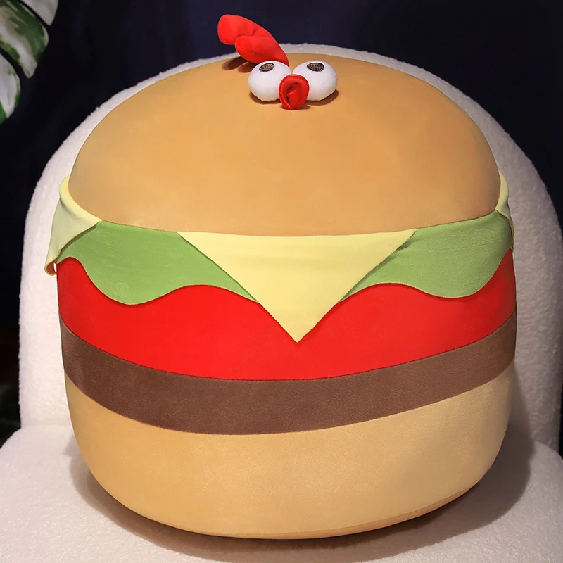 Coussin créatif en forme de hamburger kawaii, 35-55cm, jouet en peluche jetable, oreiller doux et mignon, cadeau d'anniversaire