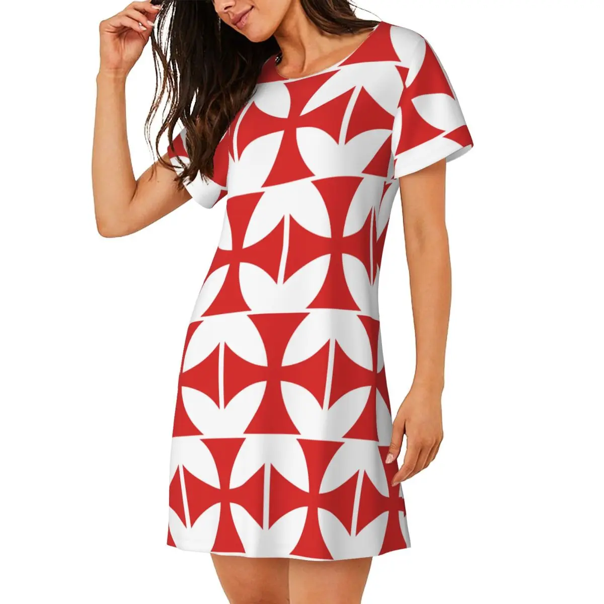 

Templar Shield Cross Medieval Warrior Sword Short Sleeves Nightdress For Sleeping Women Short Sleeve Nightgowns Pajama Dress