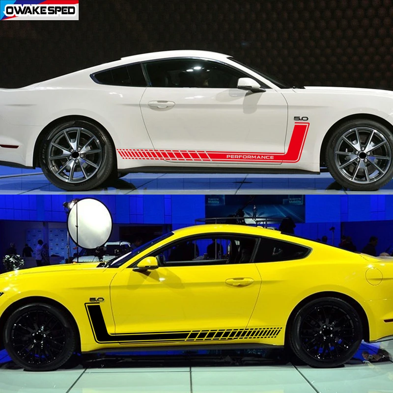 

Car Body Door Side Stickers Racing Film Kit Vinyl Decal For Ford Mustang Coupe GT Shelby Performance Sport Stripe Accessories