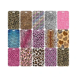 Leopard Women Name Card Cover Campus Card Bag Card Holder ID Card Case Vertical Style