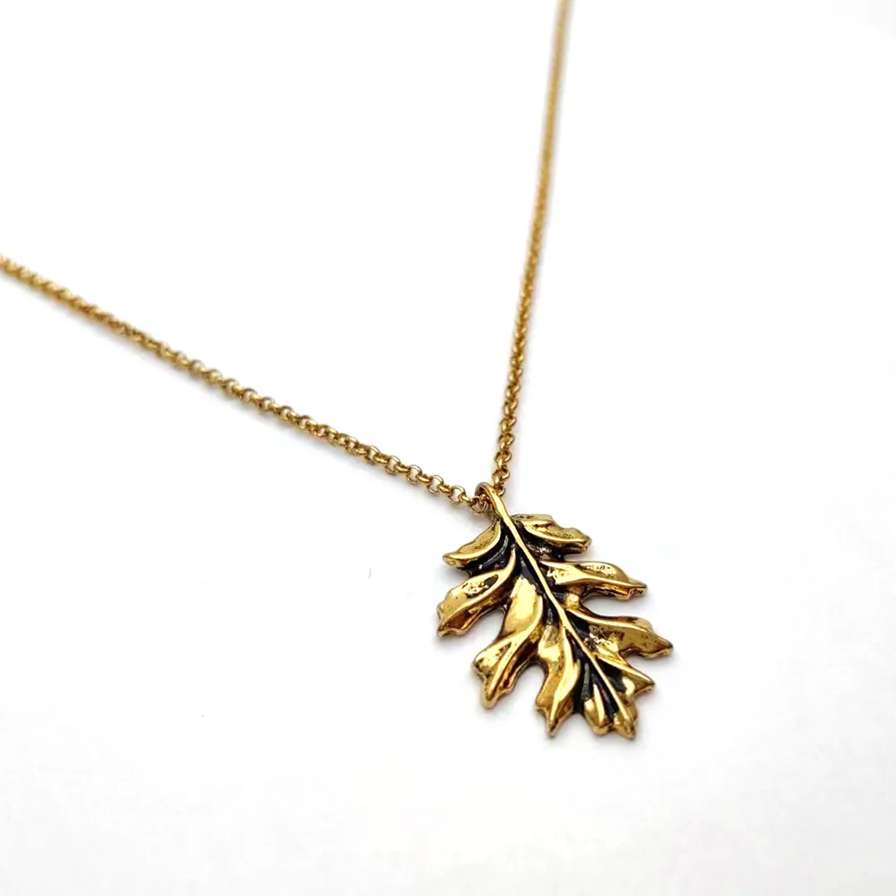 antique Silver antique Gold Oak Necklace, oak leaf Necklace oak le Jewellery, retro Leaf Necklace, oak leaf Charm Birthday Gift