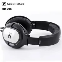 New Sennheiser HD 206 3.5mm Wired Earphones Black Deep Bass Stereo Sound Isolating Earphones Game Earphones