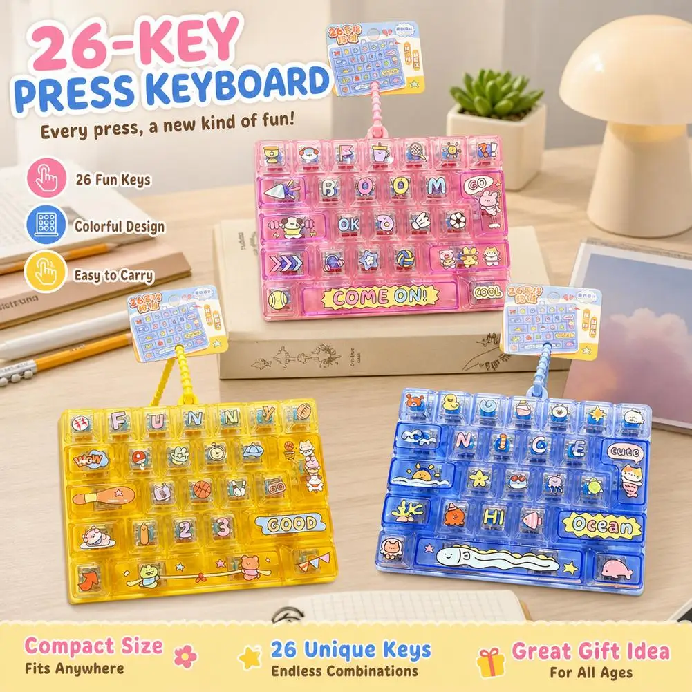 Creative 26 Key Simulated Keyboard Keychain Clicker Keyboard Pendants Anxiety Relief Backpack Pendant Candy Fidget Keycap
