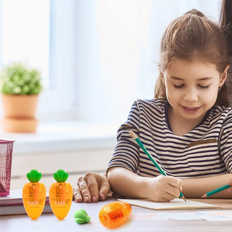 Cute Carrot Pencil Sharpener Small Handheld Pencil Sharpener Office Home School Supplies Students Stationery for Kids Adults