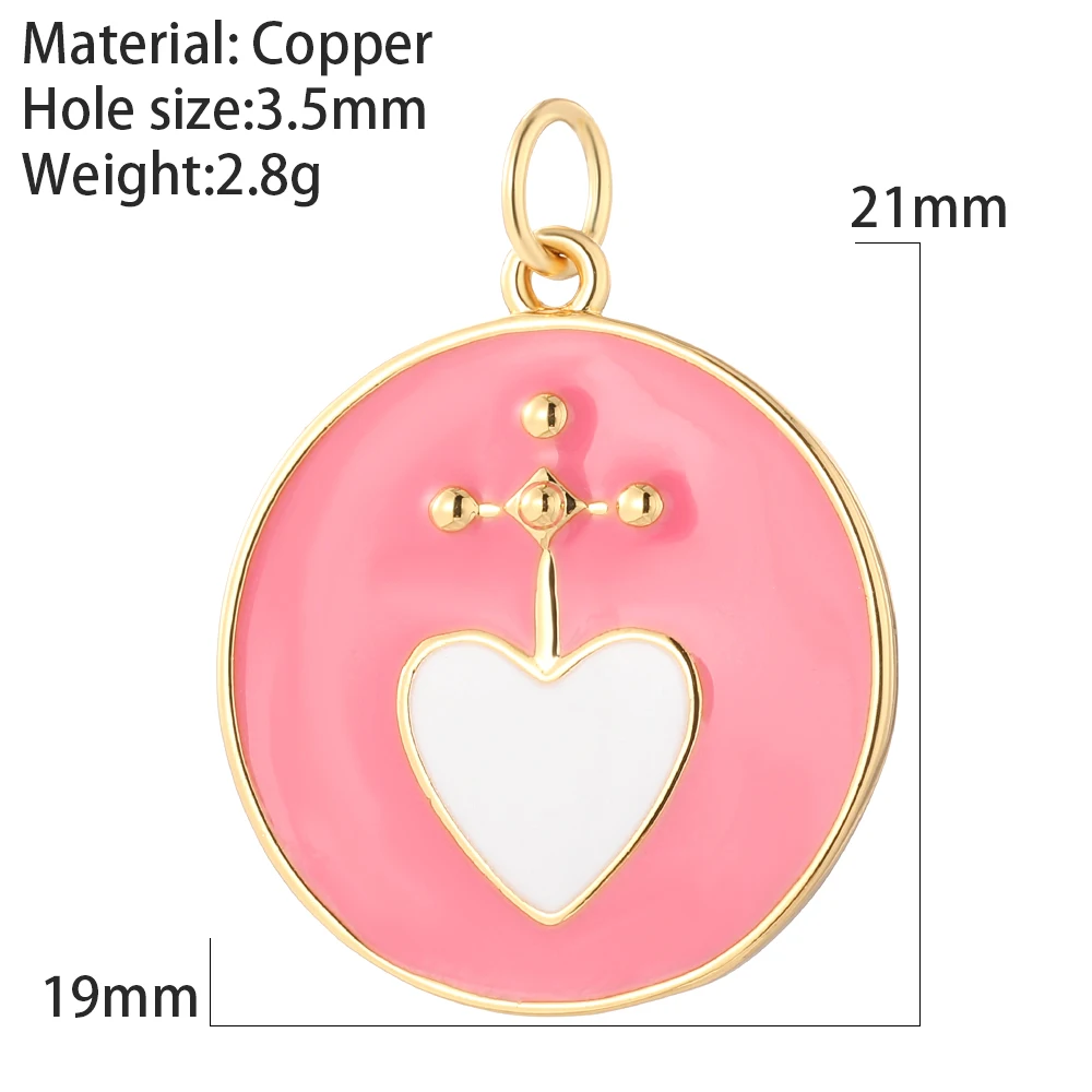 Luxury Gold Color Heart Metal Copper Enamel Love Medal Heart Charms for DIY Earrings Necklace Jewelry Making Pendant Supplies