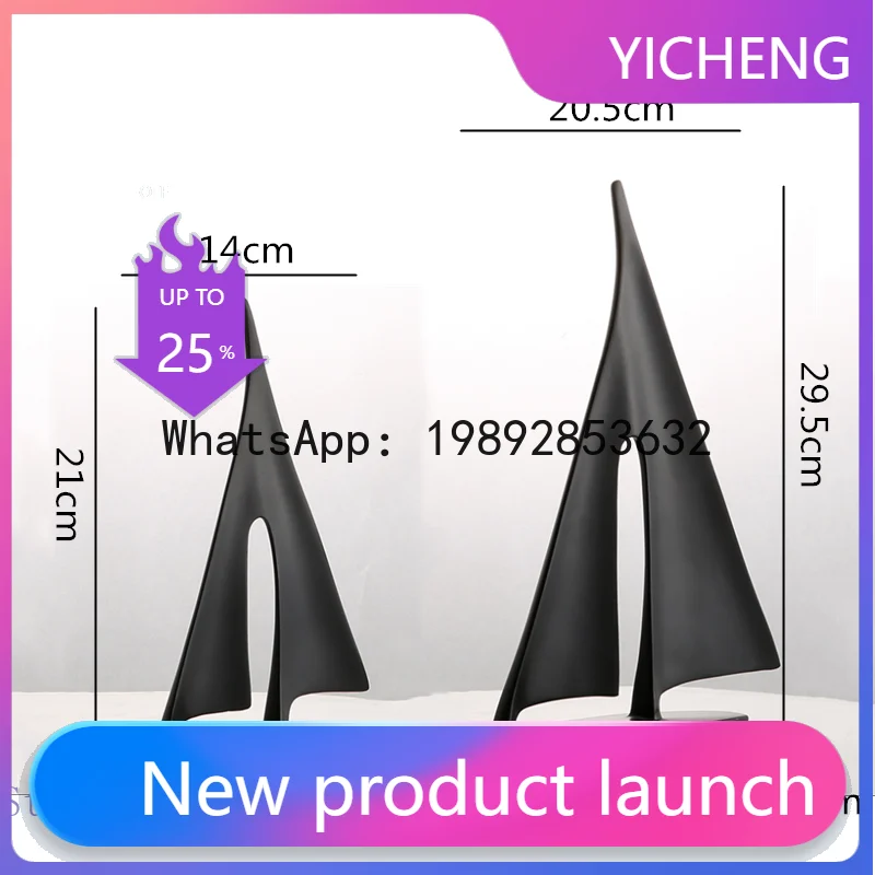 

A2 Creative resin crafts ornaments sailboat ferry triangle abstract Hollow out Golden handicraft furnishings Home Decoration