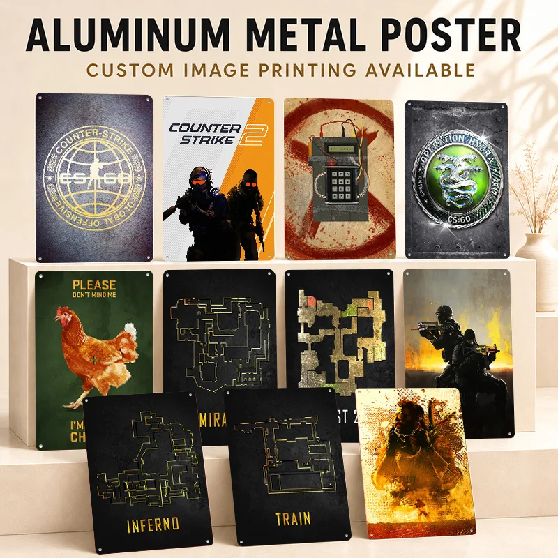 Counter-Strike Printed Posters Personalized Metal Sign Premium Heroic Action Style Wall Art For Game Room Bedroom And Gamer Gift