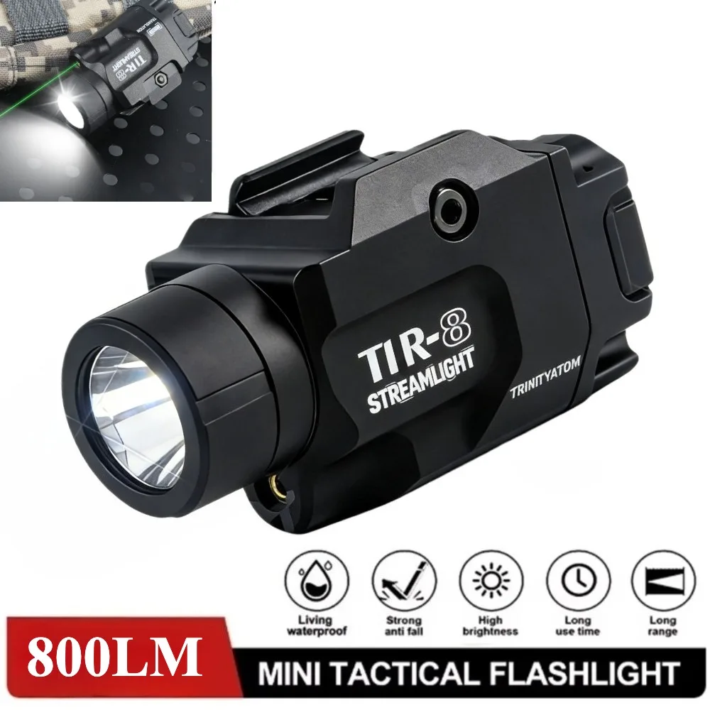 

800Lumen Tactical LED Flashlight Hanging High Power Mini Gun Light Comb Red/Green Dot Fit 20mm Rail