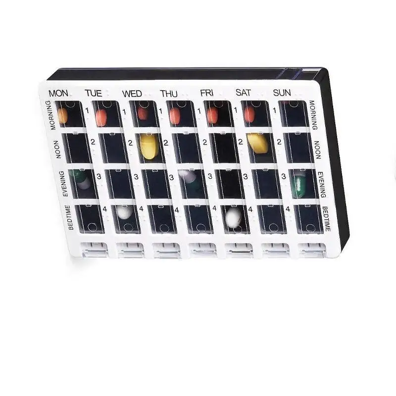 28 Grids Weekly Pill Organizer Detachable Plastic Medicine Box Portable Pill Container For Home Travel Daily Medication Storage