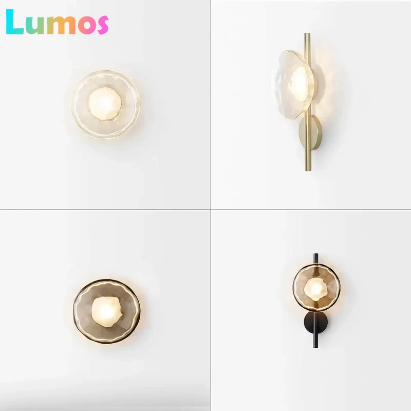 

PD Modern LED Sconce For Living Room Background Glass Lamp Home Staircase Aisle Corridor Lighting Bedside Wall Light