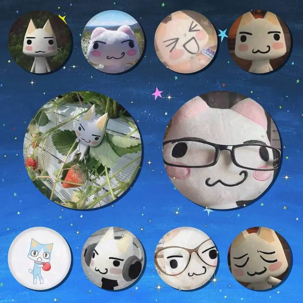 A-Kawaii T-Toro Inoue-E Cat Anime Round Badges, Brooches, Clothing Accessories, Birthday Gifts, Anime Conventions