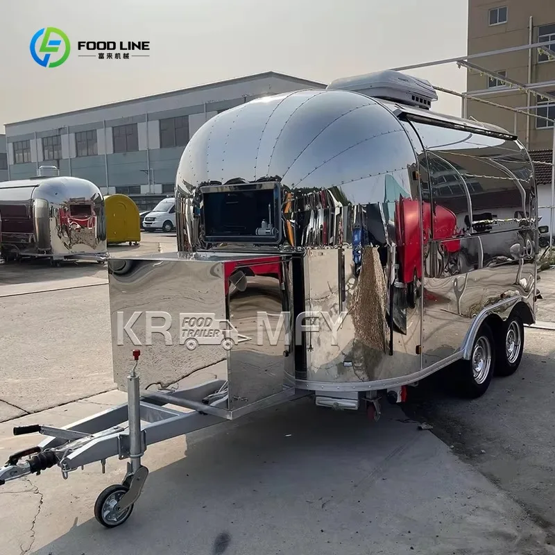 China Multi-function Coffee Carts Stainless Steel Food Trailer Mobile Food Cart Truck CE DOT Approved Fast Coffee Catering Cart