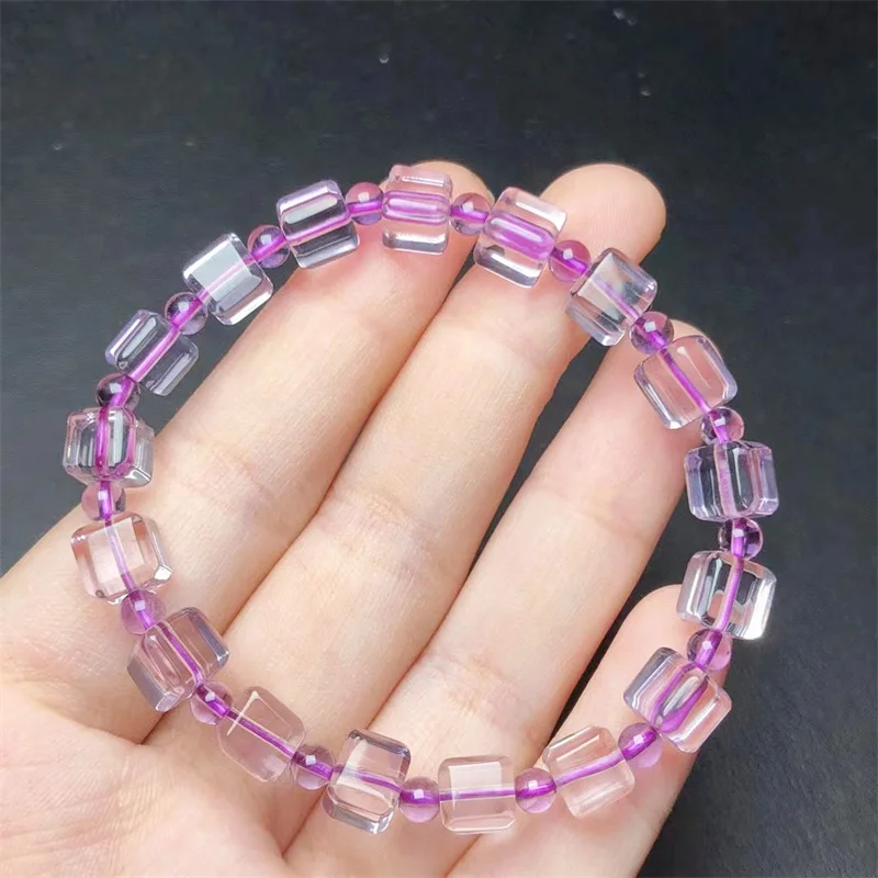 Natural Amethyst Cube Bracelet Charms Fashion Personalized Men Women Gemstone Jewelry 1pcs