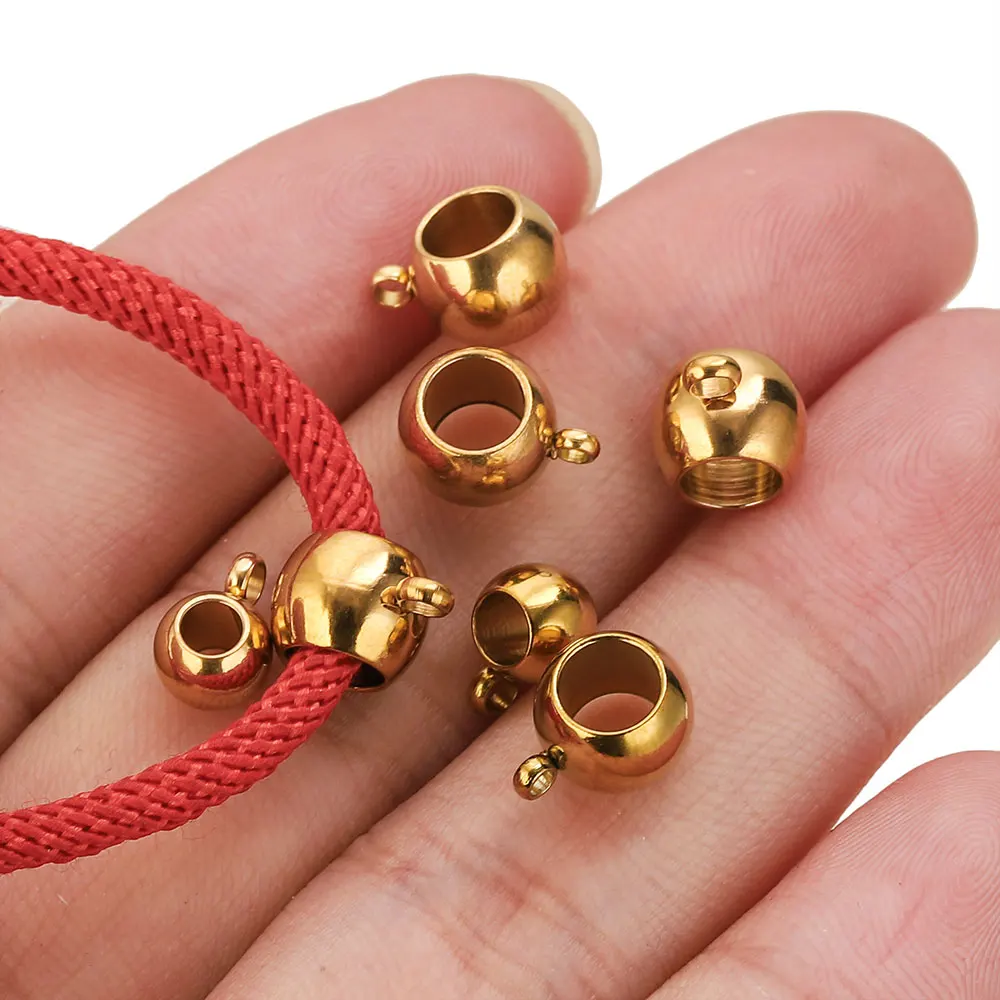 20 sztuk/partia ze stali nierdzewnej złoty kolor złącza kaucje koraliki Fit europejska bransoletka Charm wisiorki 8mm/6mm komponenty do wyrobu biżuterii — zdjęcie 4