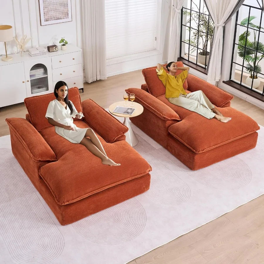 67 Chaise longue da interno in velluto a coste di grandi dimensioni, comodo divano s disossato con braccioli a cuscino per soggiorno RoomApartmentReadin