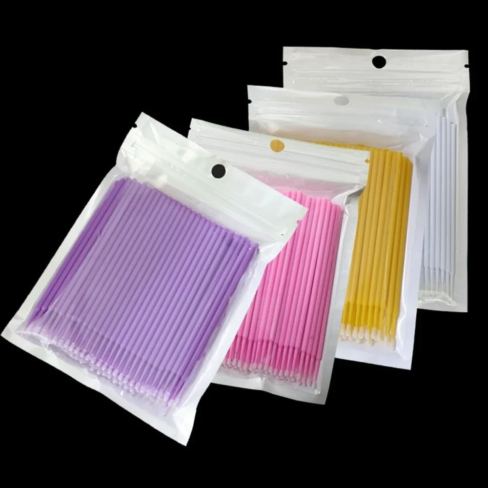 100 unids/pack microcepillos aplicadores de microcepillos desechables extensiones de pestañas pegamento cepillo de limpieza para maquillaje de pestañas