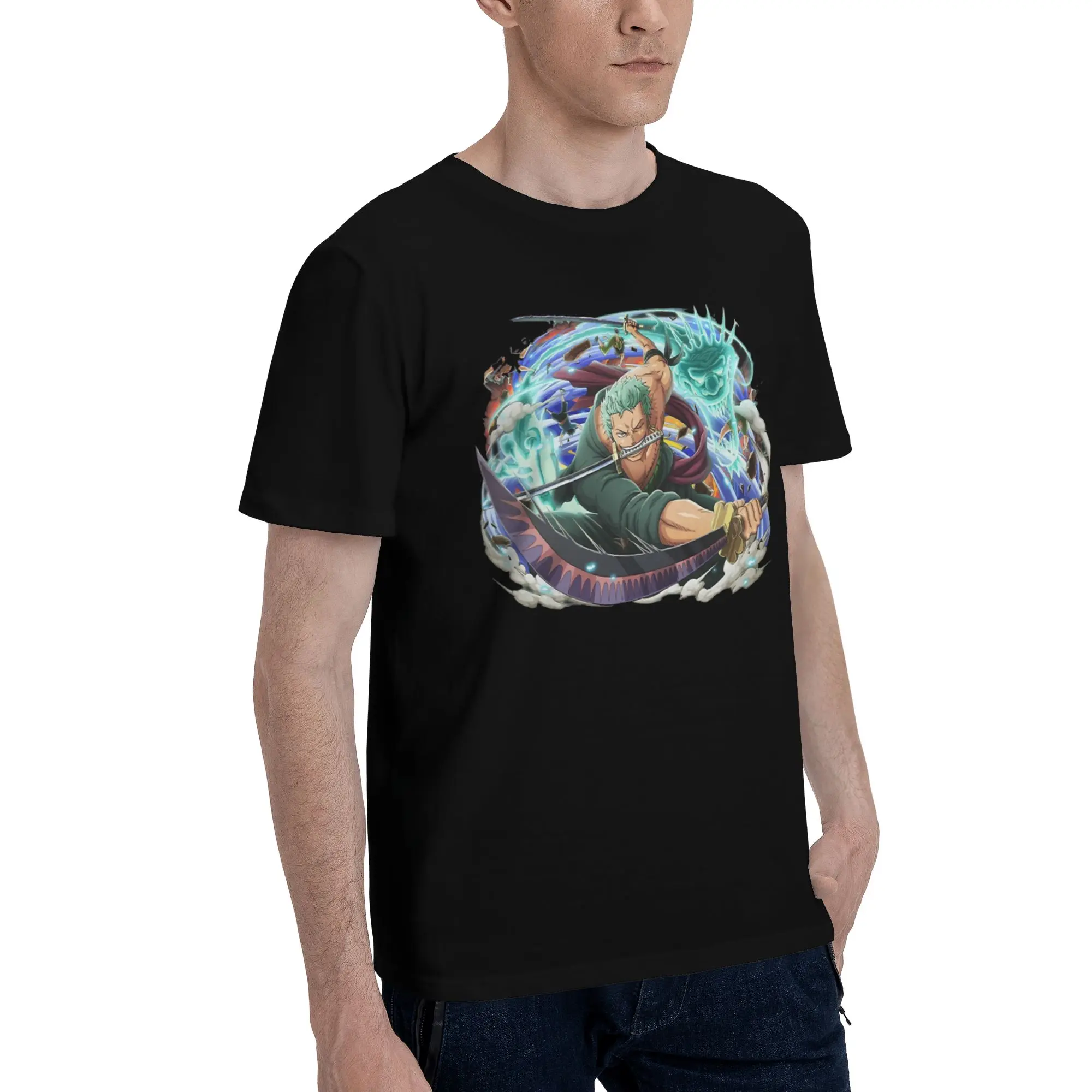 Roronoa  Men T Shirt One Piece Unique Tees Short Sleeve O Neck 100% Cotton Birthday Present Tops T-Shirt