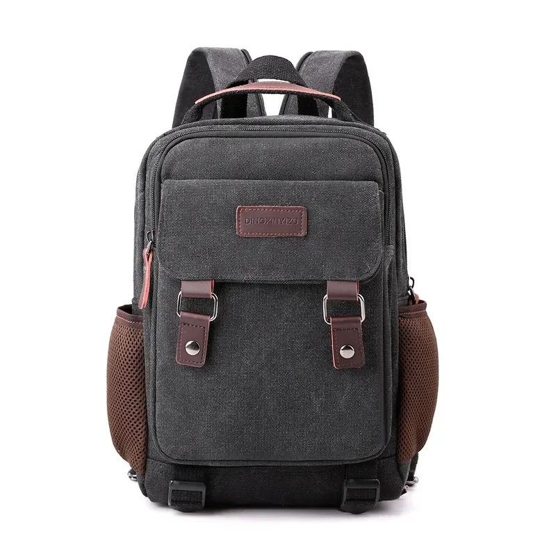 Small Mens Backpack Canvas Casual Backpacks for Men 2024 Mini Male School Bag Rucksack Man Multi-function Crossbody Bag Travel