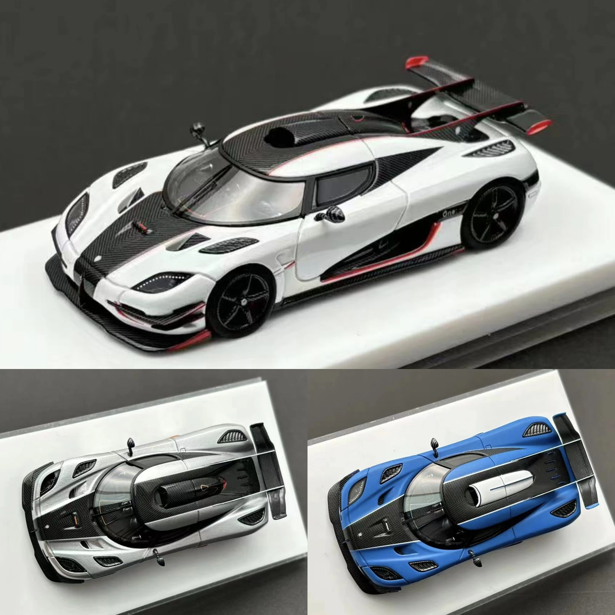 VMB 1:64 Koenigsegg one 1 White silver Blue resin car model collection decoration