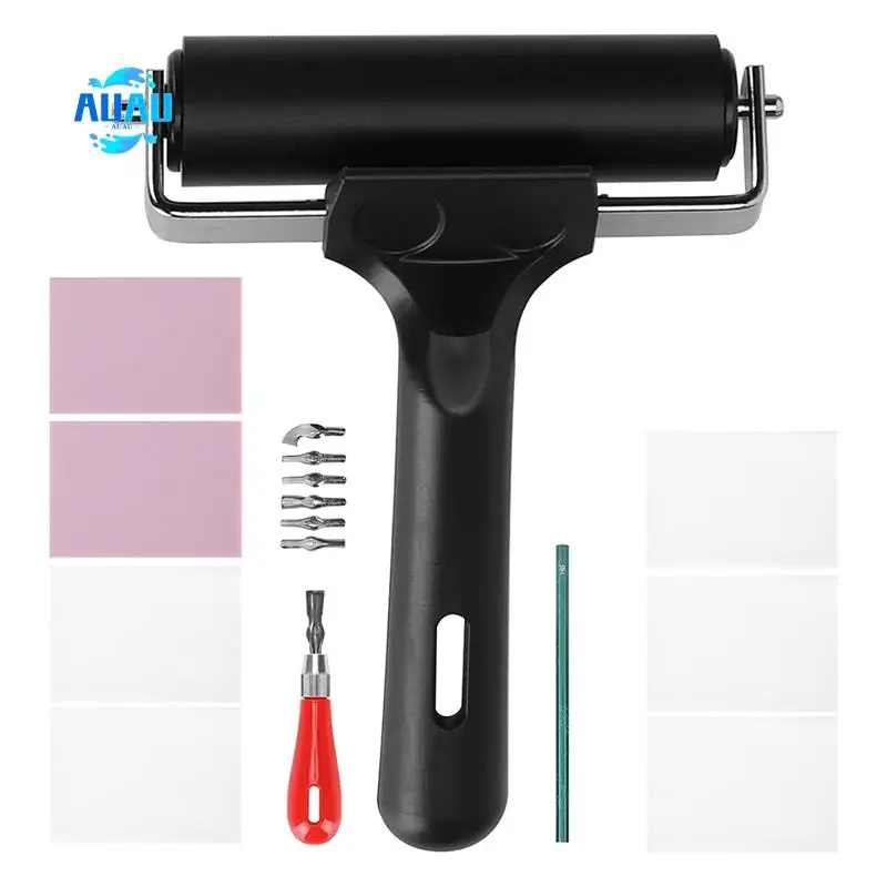 

Набор для резьбы по резине AUAU: полный набор для изготовления блоков штампов для печати и художественных ремесел с режущими станками