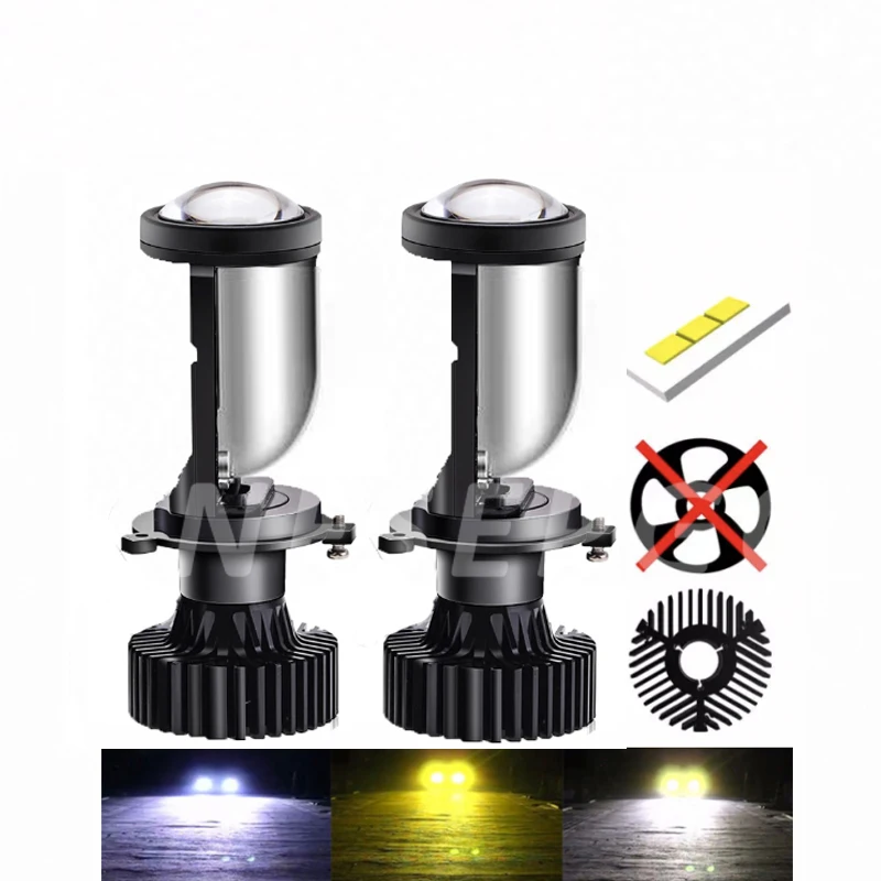 

2pcs H4 LED Hi-Low Mini Projector Lens Headlight 12V 24V 3000k 4300K 6000K Lampada H4 Bulb Car Light led H4 Automotivo for Car