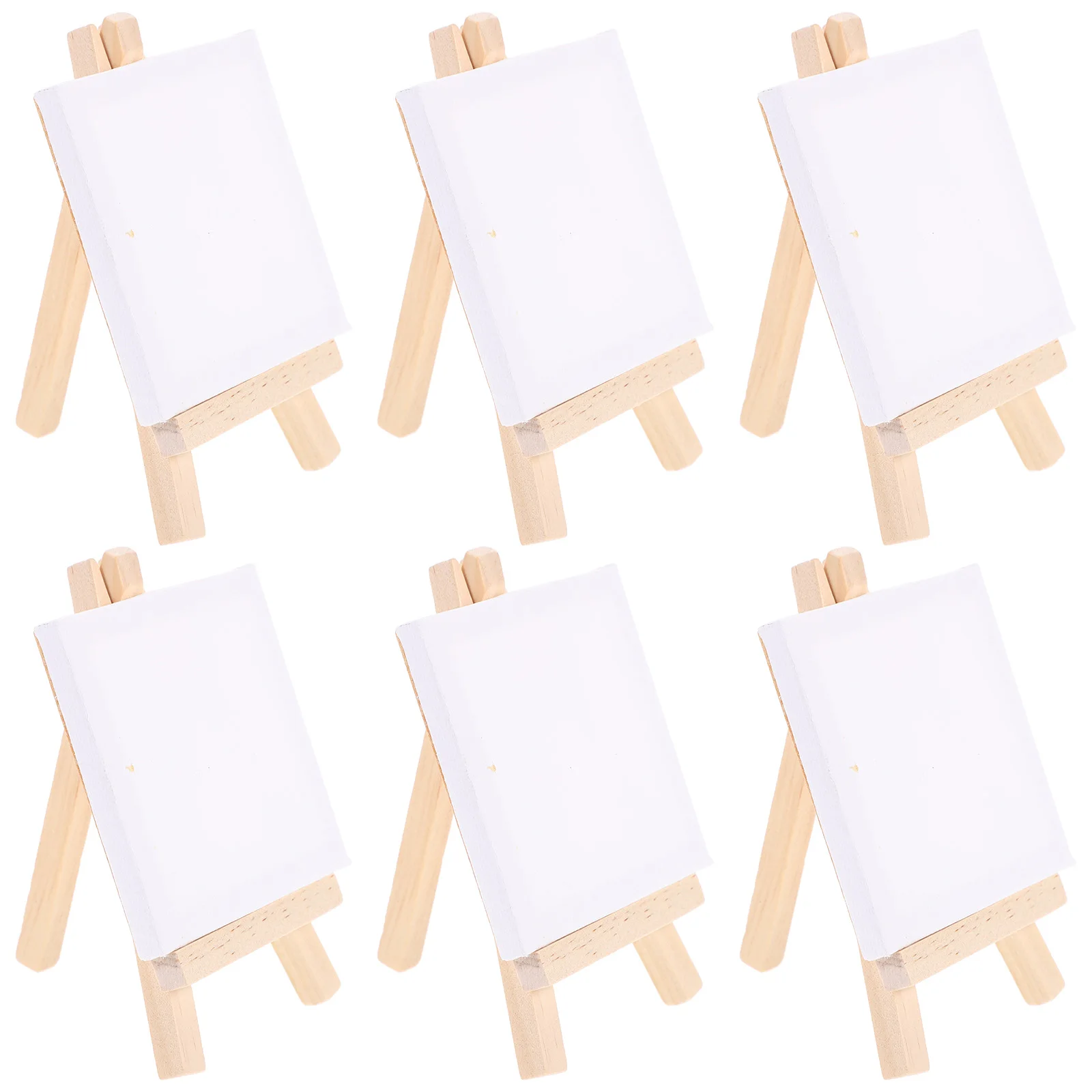 

6 set 6 Sets Mini Wooden Easel Small Stretched Canvas Painting Kit for Toddler Kids Beginner Artist Craft Gift Supplies