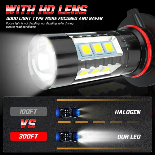 2PCS 9005 H10 9145 9006 HB4 LED Headlight Fog Light Bulb Kit High/Low Beam 6000K White High Power - Image 4