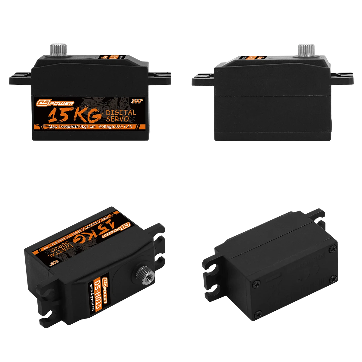 Dspower 15kg grande torque metal engrenagem núcleo motor digital baixo perfil servo 300 °   para avião axial de braço robótico de carro RC 1/8 1/10