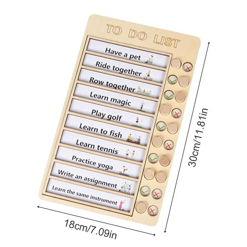 To-do List Memo Board Removable Self-disciplined Message Card Puncher Household Daily Learning Plan Clock Board Wooden Schedule