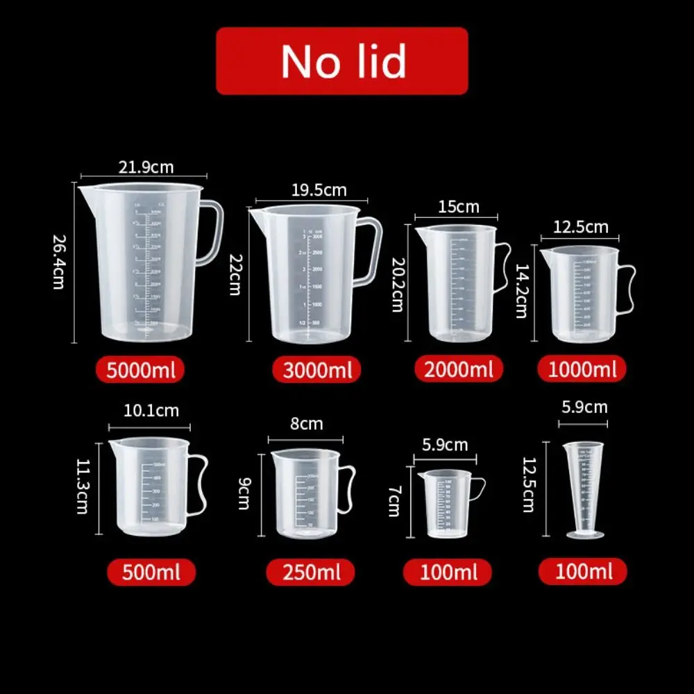 1PC Clear Graduated Measuring Cup Scale Plastic Transparent Mixing Cup Large Capacity with Lid Laboratory Beaker Kitchen Baking
