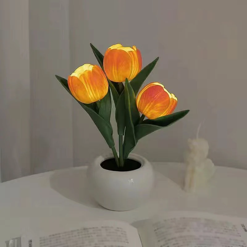 LED Tulip Lamp Night Simulation Flower Atmosphere Desk Light Room Table Decoration Lamp Gift for Girl friend