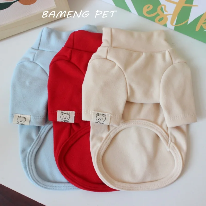 Winter Warm Solid Color velvet bottoming Dog Shirt Pet Dog Clothes Teddy Coat Bichon Poodle Pomeranian Puppy Clothing Jackets