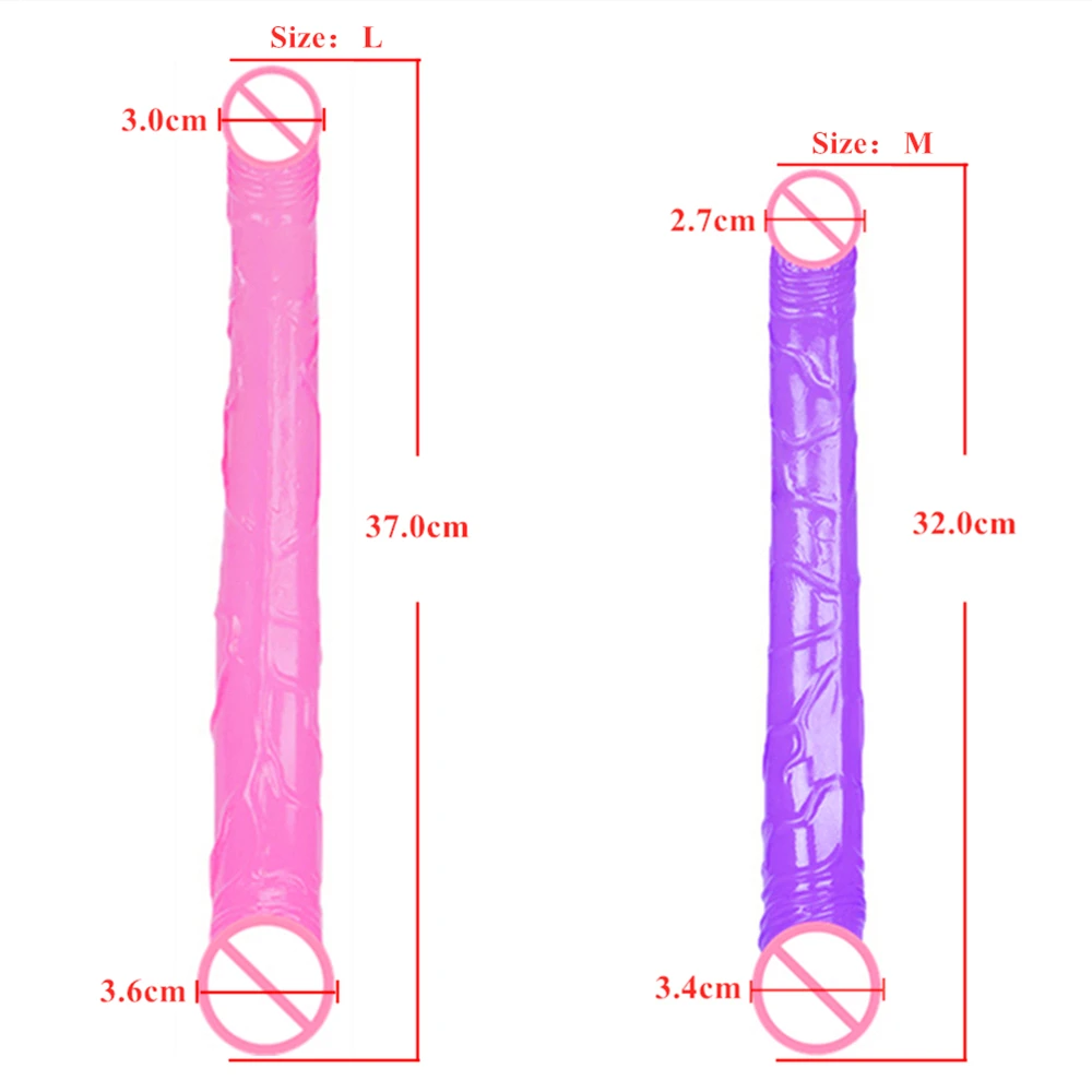 Long Dildos 370mm Flexible Soft Jelly Vagina and Anal Women Gay Lesbian Double Ended Dong Sex Toys Erotic Adult Products