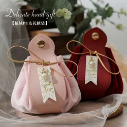 5/10/20pcs Luxury Leather Gift Flannel Bag Wedding Candy Packaging Bag With Drawstring Birthday Party Baby Shower Decoration