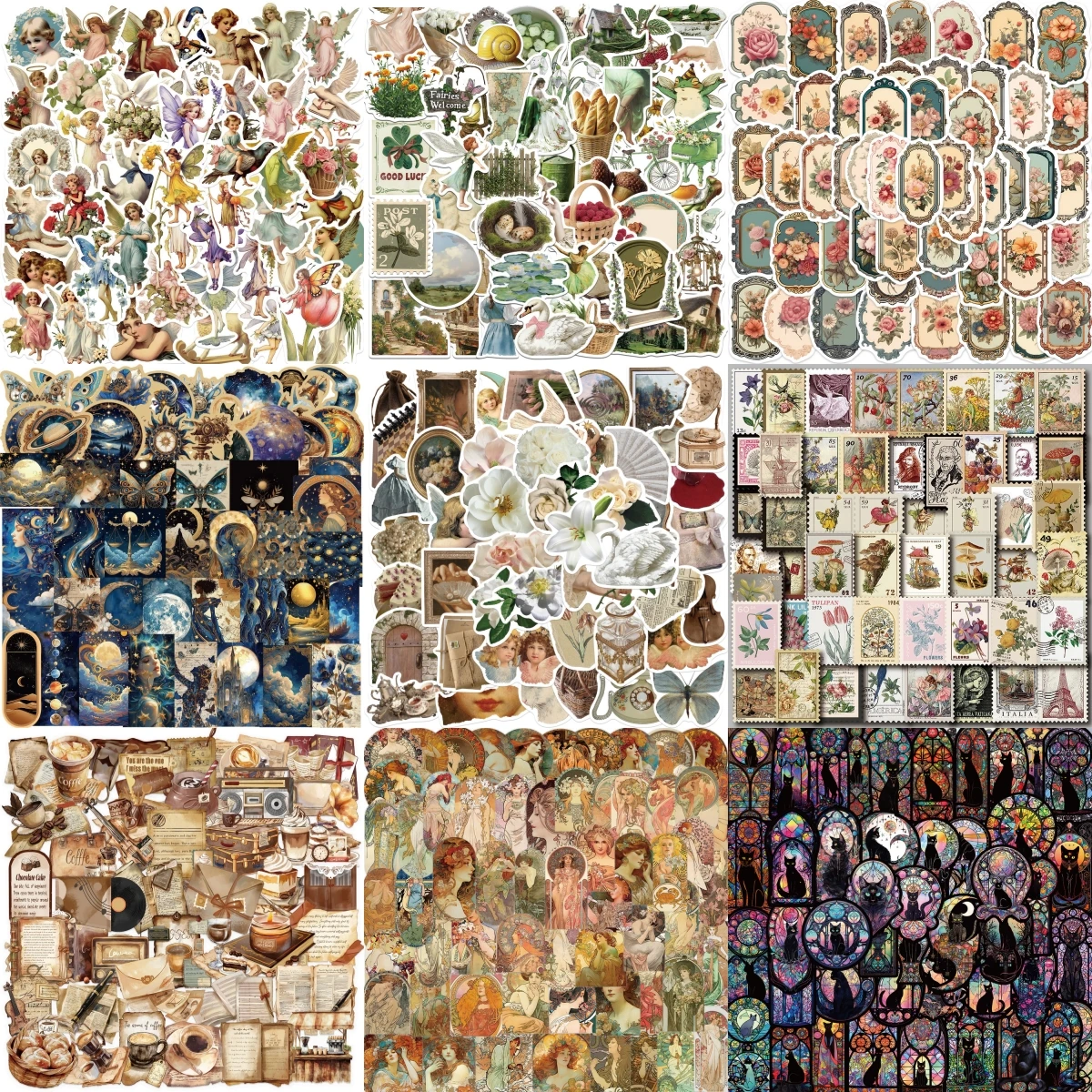 10/30/50 قطعة الكرتون Vintage ملصقات سلسلة الرجعية الجمالية الكتابة على الجدران محمول الأمتعة الغيتار دفتر خوذة الديكور بالجملة