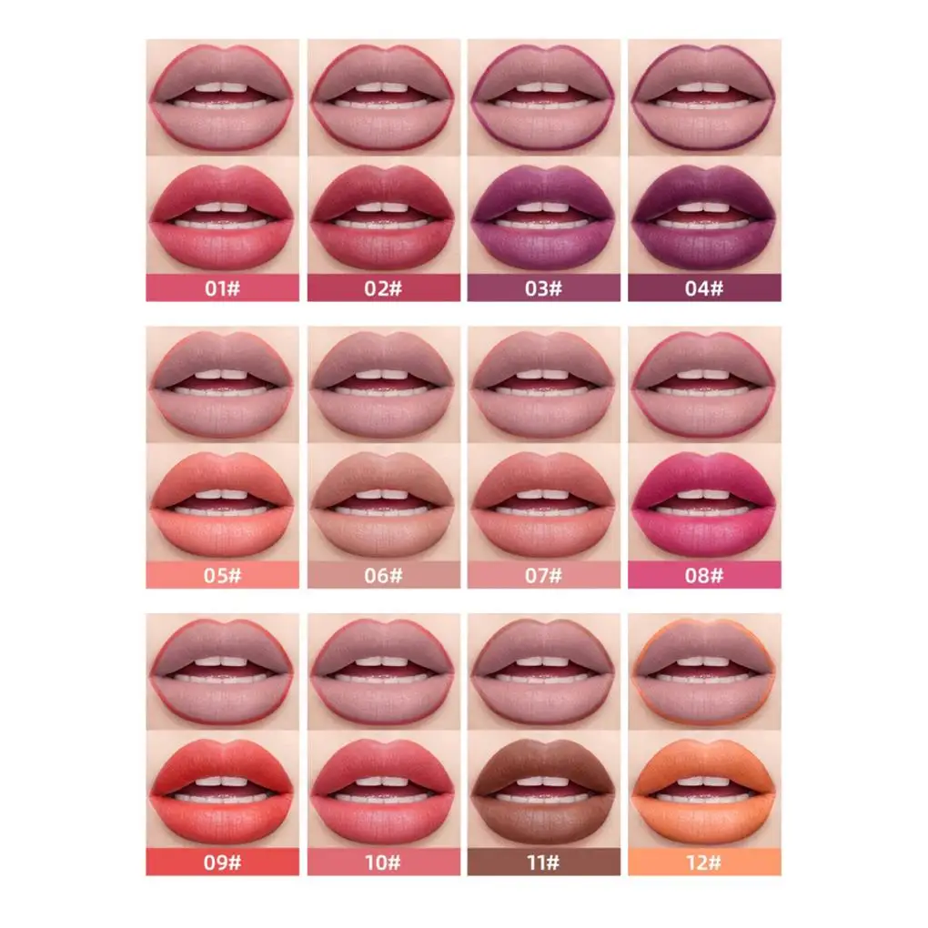 Lápis Universal Matte Lip Liner para mulheres, canetas de batom, acessório de maquiagem cosmética, ferramentas de maquiagem, 12 pcs