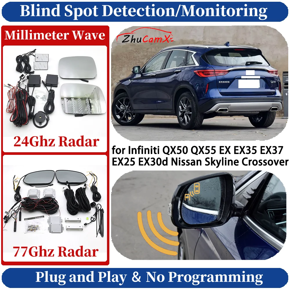 Blind Spot Monitoring/Detection System for Infiniti QX50 QX55 EX EX35 EX37 EX25 EX30d Nissan Skyline Crossover Side Lane Change