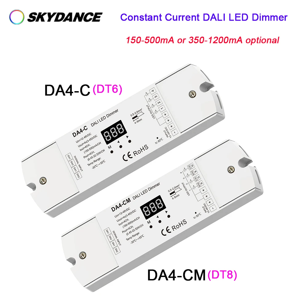 

Skydance 12V-48V 24V DT6/DT8 Constant Current 4CH DALI Dimmer 4 Channel PWM dimming with display Controller Drives LED Chip Lamp