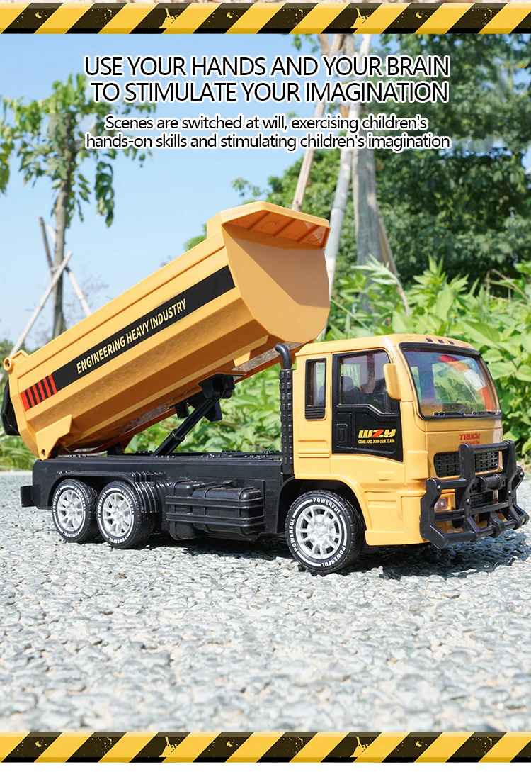 1:24 RC Tipper Engineering Car 2.4Ghz 6 Channel Alloy and Plastic Tipping Bucket Remote Control Dump Truck for Children\'s Gifts