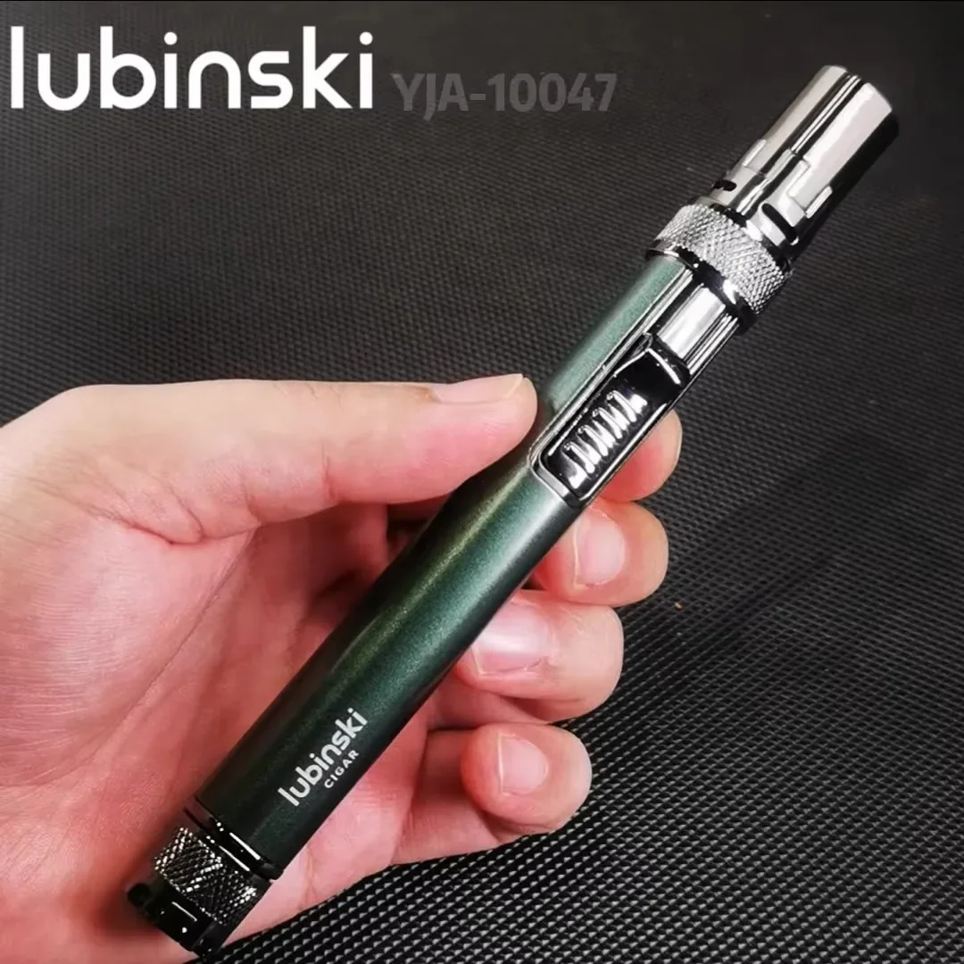 

Lubinski Metal Windproof Blue Flame Butane Torch Lighter 360° Invertible Heavy Duty for Cigar BBQ Jewelry Welding Outdoor Tool